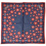Navy & Red Accented with White Floral Scarf