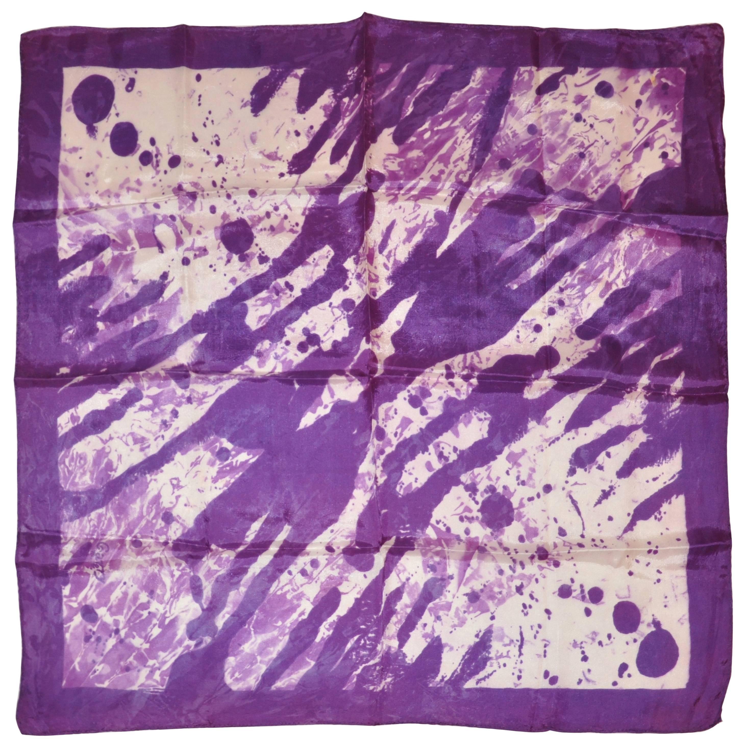 Purple, Violet & White "Tie Dye" Style Scarf For Sale