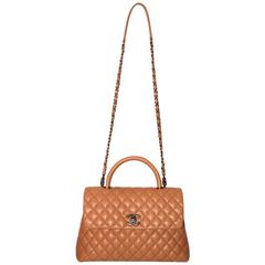 Chanel Coco Handle Flap Bag - Beiges Kaviarleder - 2017 NEU NIE GETRAGEN