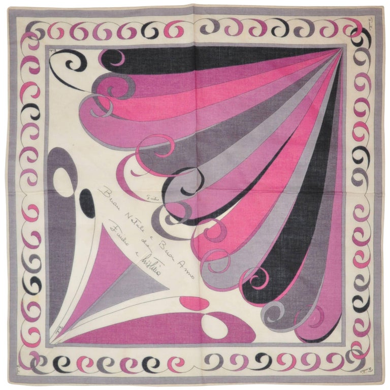 Rare Emilio Pucci Signature Cotton Scarf For Sale at 1stDibs