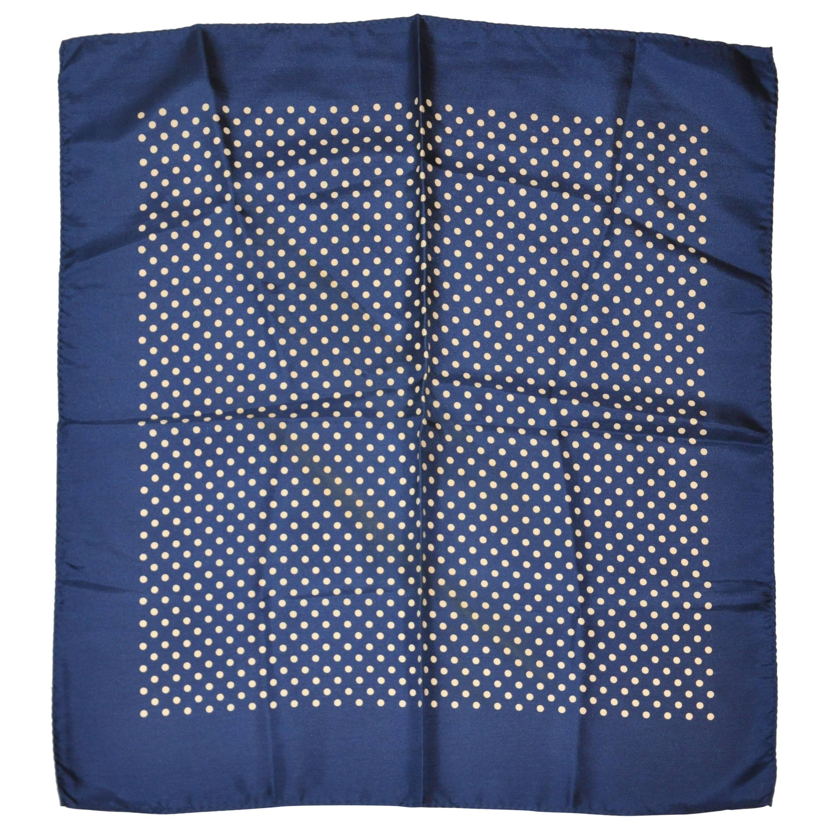 Classic Navy & Cream Polka Dot Silk Handkerchief