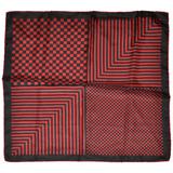 Navy & Deep Red Checkered Men's Silk Handkerchief