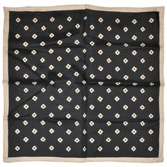 Fazzoletto da uomo in seta nero con accenti beige