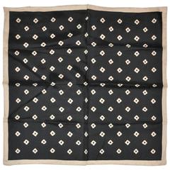 Vintage Black with Beige Accent Silk Men's Handkerchief