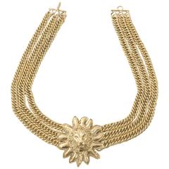 80's Chanel Vintage Leo Lion Mane Choker Necklace 2