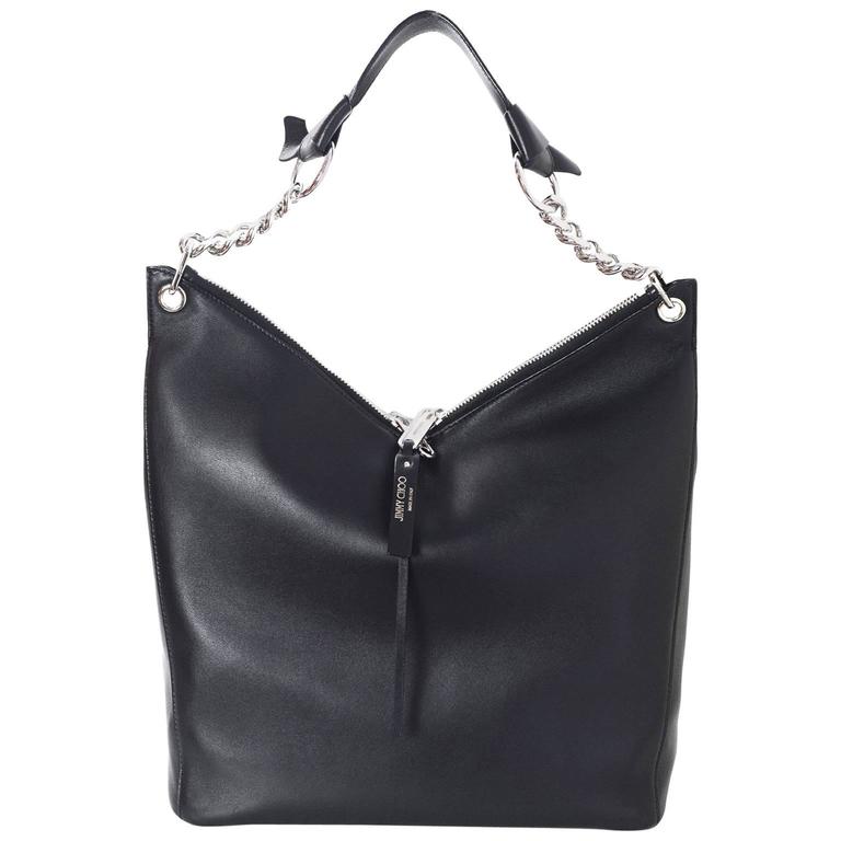 Jimmy Choo NEW Black Leather Raven Shoulder Bag rt. 1,650 For Sale at