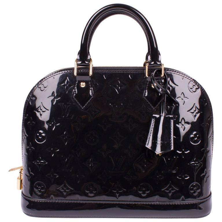 Louis Vuitton Alma PM Tote Bag - black patent leather at 1stDibs