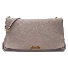 Burberry Grey Grain Leather Mildenhall Shoulder Bag Medium