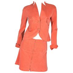 Chanel 3-pcs Denim Suit Jacket, Pants & Skirt - orange 12