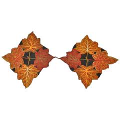Vintage Rare Double-Panel "Autumn Leaves" Silk Scarf