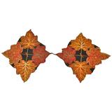 Raro pañuelo de seda "Hojas de otoño" de doble panel