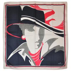 Rare Gina Renoir "Monaco, Monte Carlo" "Portrait" Scarf 9