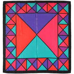 Retro Multi-Color "Triangles" Silk Scarf