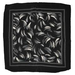 Vintage Black & White "Brush Strokes" Men's silk Handkerchief