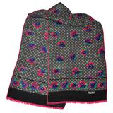 Pañuelo de Seda Bill Blass Rectángulo Floral Multicolor con Flecos