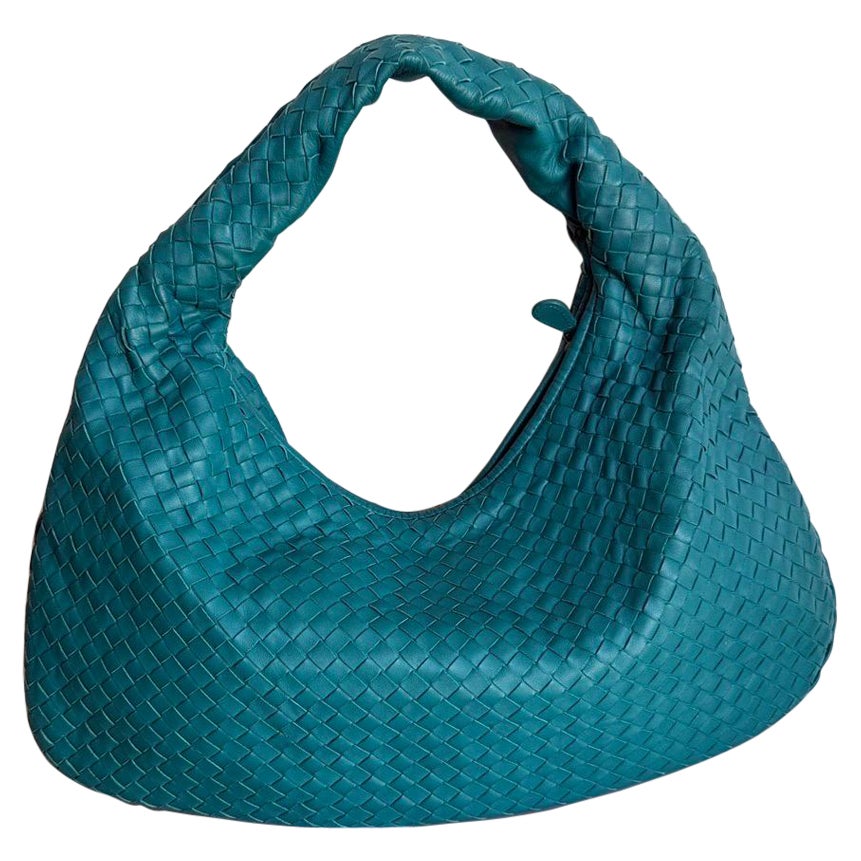 Bottega Veneta Hobo Bag Lambskin leather Teal Green 47cm For Sale