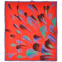 Multi Color "Brush Strokes" Silk Scarf