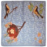 Perry Ellis Lavendelfarbener Seidenschal „Palsey & Floral Birds“