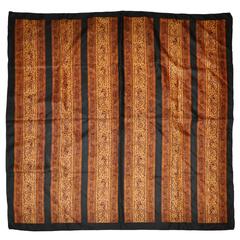 Ellen Tracy Panels of Multi Browns with Black Border Silk Scarf