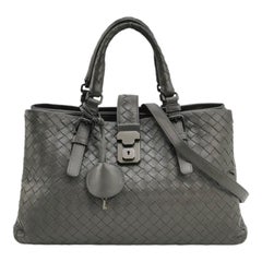 Bottega Veneta Roma Handbag Intrecciato Nappa Leather Grey Small 30cm