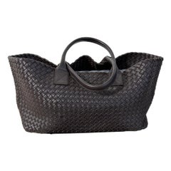 Bottega Veneta Cabat Tote Intreccio Leather Dark Chocolate Brown 40cm