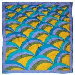 Vintage Vera Multi-Lavender, Olive, Yellow & Blue Silk Scarf