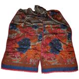 Sciarpa in seta floreale Multi "Autumn Shades" di Bill Blass con bordi sfrangiati