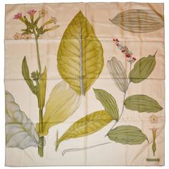 Vintage Tiffany & Co. "Study of Plants" Silk Jacquard Scarf