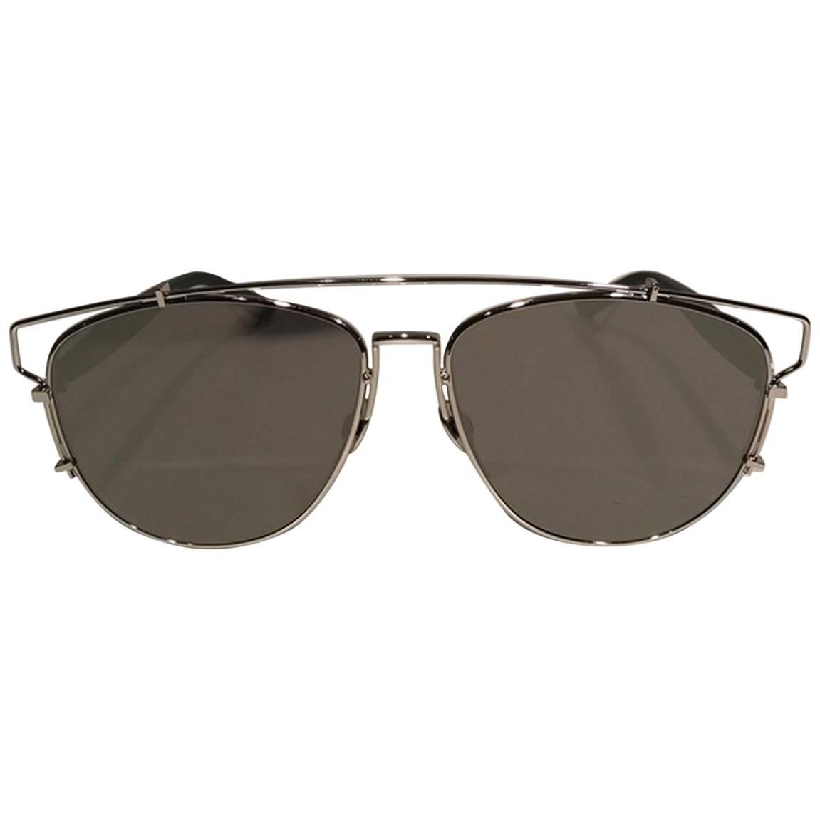 Dior Silver Mirrored Technologic Sunglasses For Sale