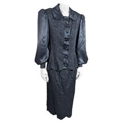 1940's Baumwolle Spitze und Satin Cocktail Anzug