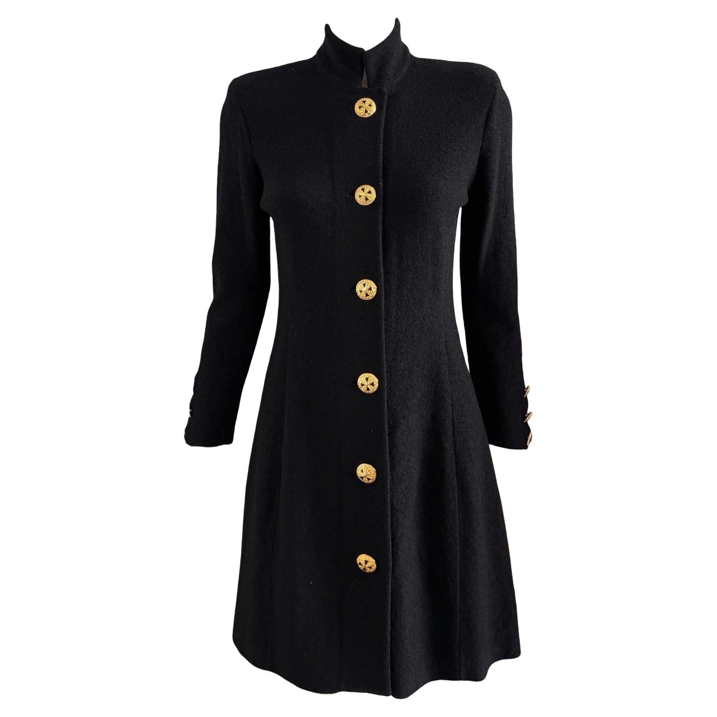 St John Vestido de punto negro de manga larga en venta