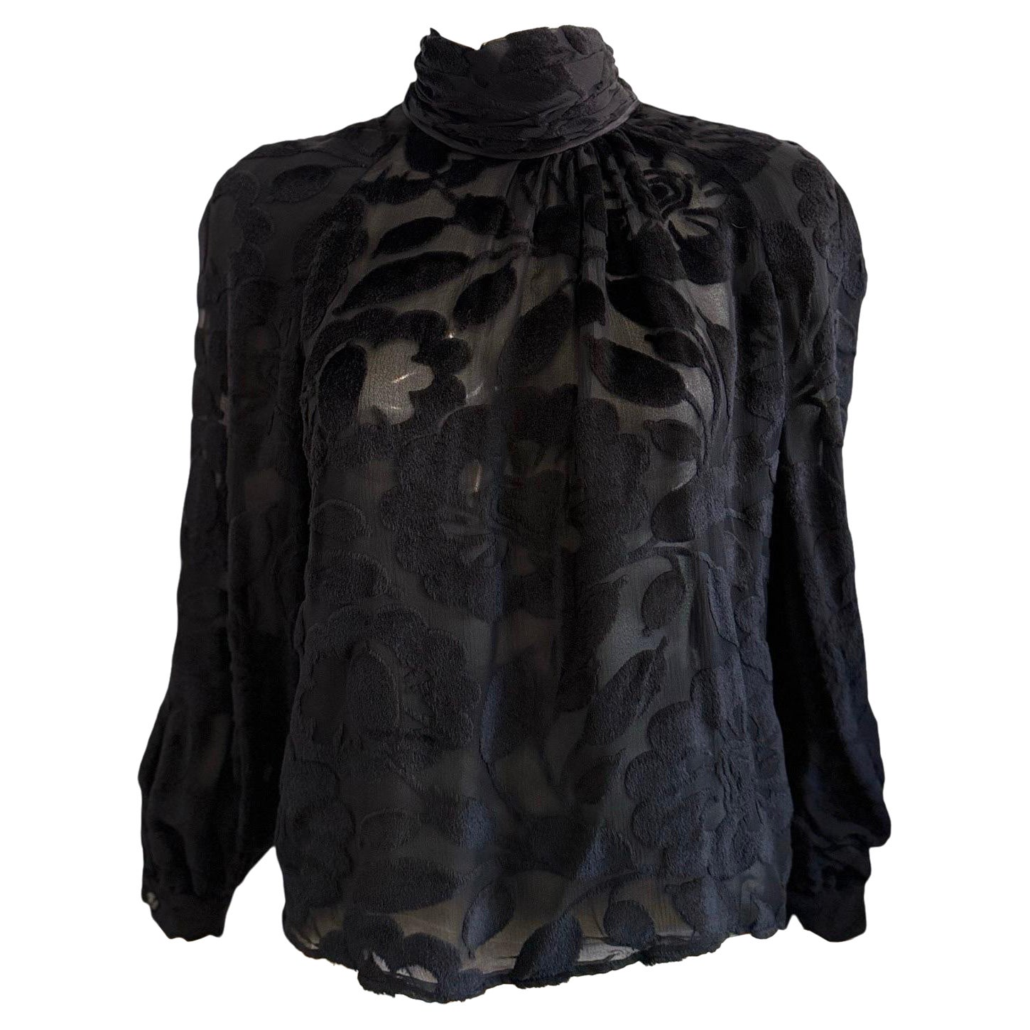 80s Valentino Velvet Burnout Blouse For Sale