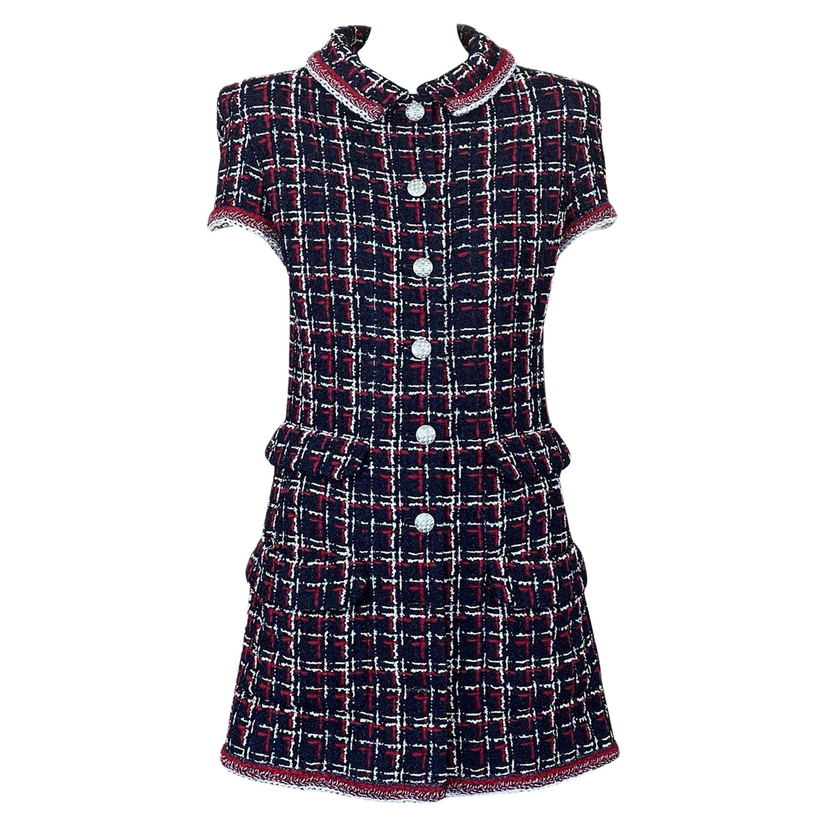 Chanel Jennie Kim Style Check Tweed Dress For Sale