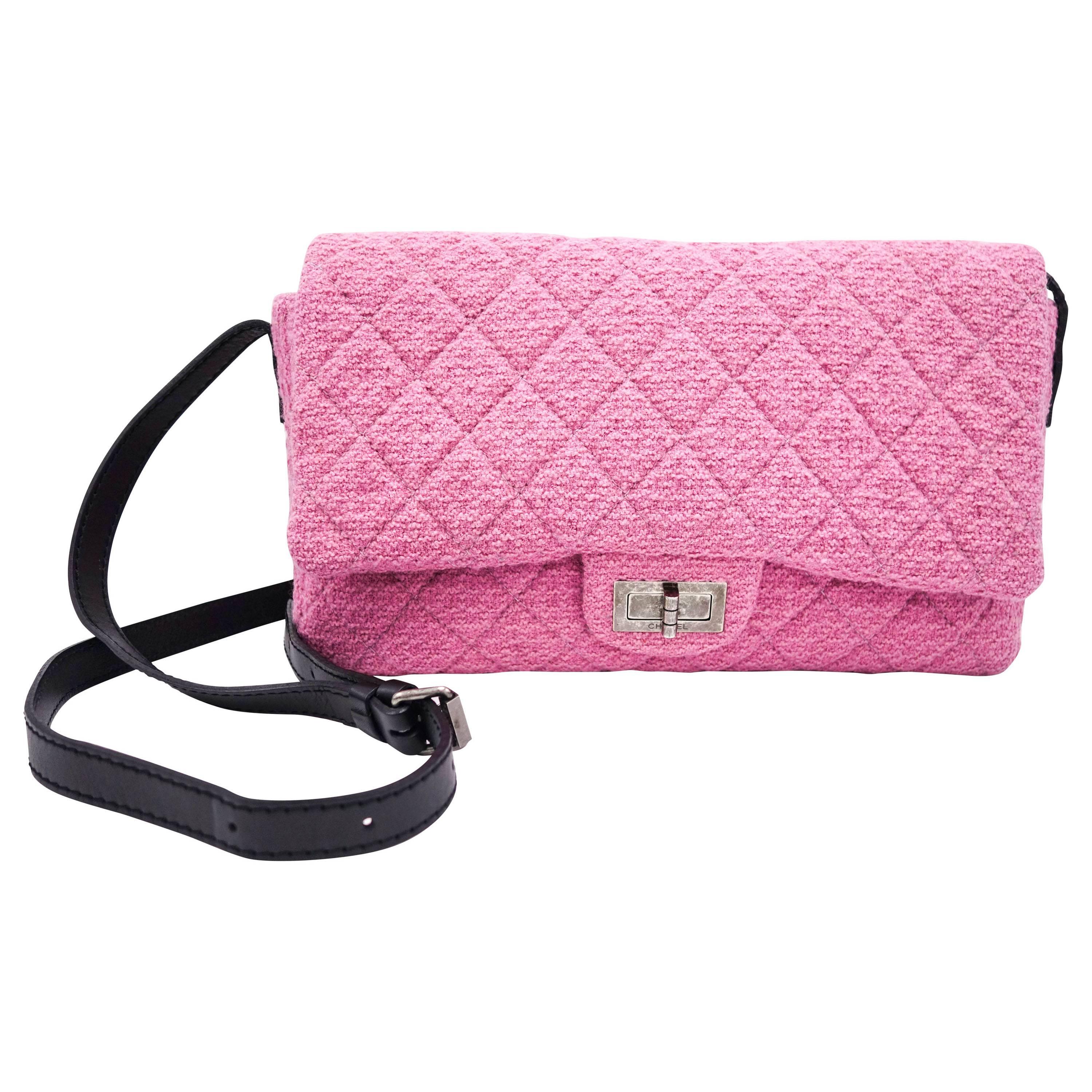 Chanel Pink Tweed Reissue Crossbody Flap Bag