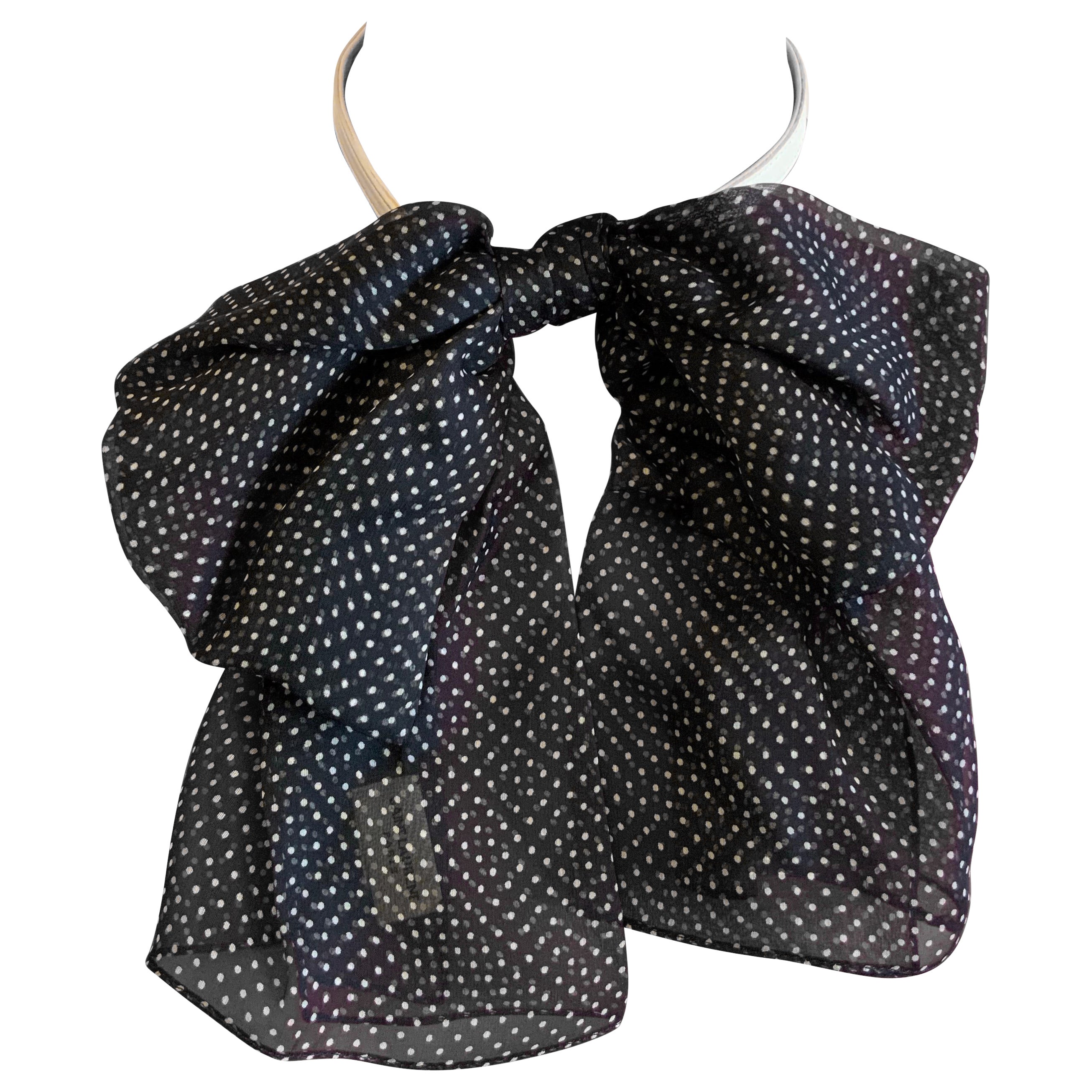 Saint Laurent silk pois neck Bow