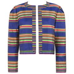 YVES SAINT LAURENT Cruise 1991 YSL Multicolor Striped 100% Silk Blazer Jacket