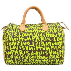 Louis Vuitton Green Graffiti Speedy 30 Monogram Canvas City Hand Bag - Limited