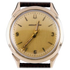 1967 Orologio da polso Bulova Accutron, quadrante champagne e cinturino in pelle marrone, 34 mm