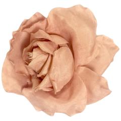 Vintage CHANEL salmon pink rose, flower silk brooch. Very elegant accent.