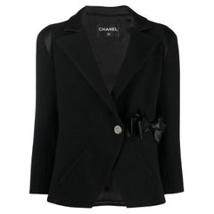 Chanel Paris / London Black Tweed Jacket with Bow