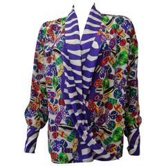 Rare Gianni Versace Silk Printed Wrap Shirt Spring 1990