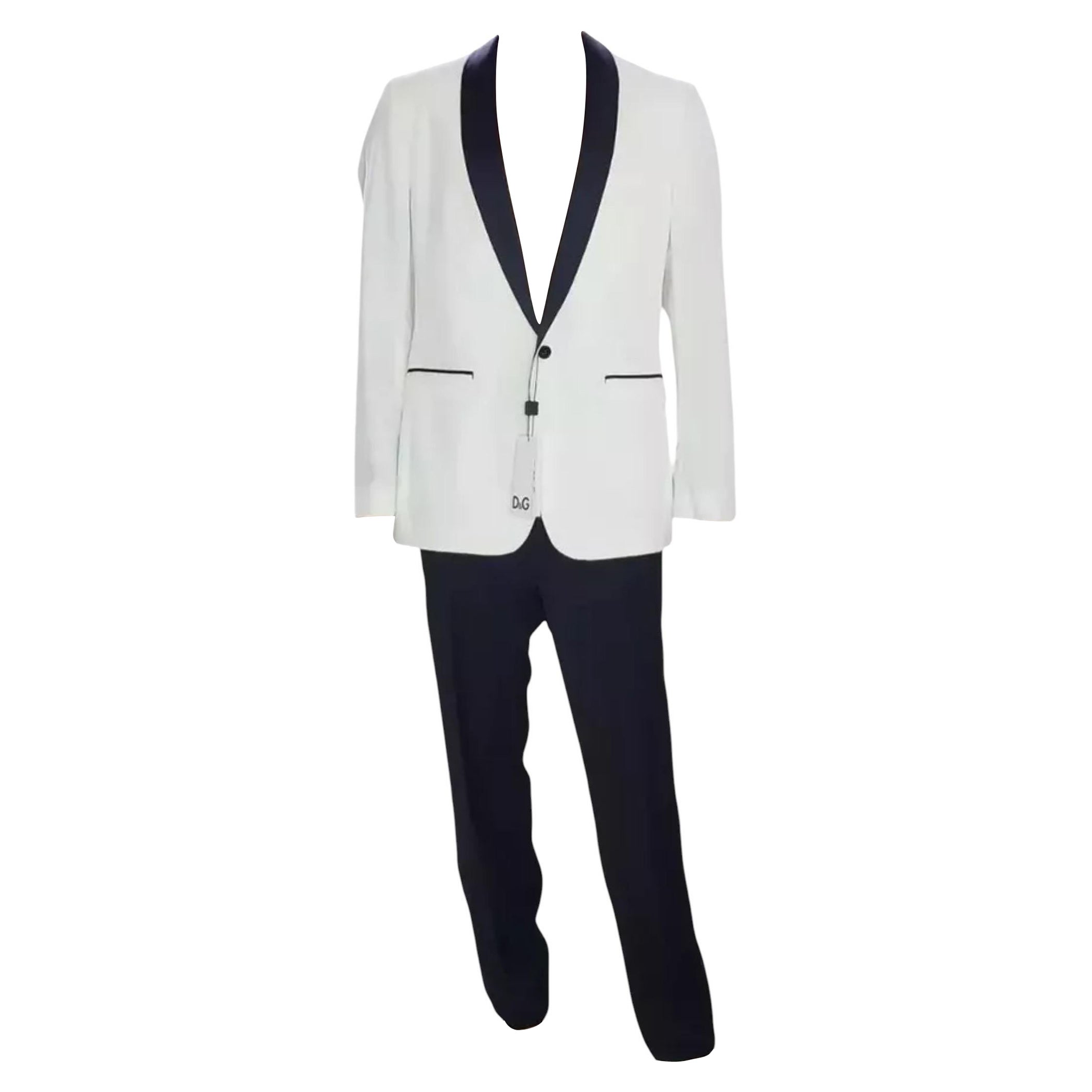 Dolce and Gabbana D&G Black and White Tuxedo Pant Suit 50 - 40 (L) For Sale