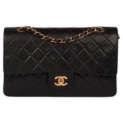 Chanel Black Quilted Lambskin Vintage Medium Classic Double Flap Bag