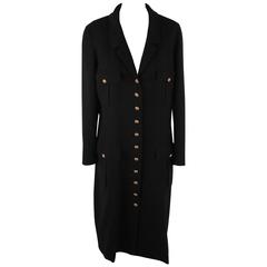 CHANEL Black Wool BUTTONED DRESS Long Sleeve GRIPOIX Buttons Size 44
