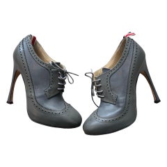 Thom Browne Platform Grey Heel Loafers