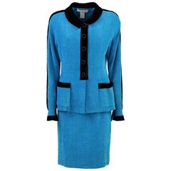 1990S Karl Lagerfeld Blue Wool Skirt Suit 1