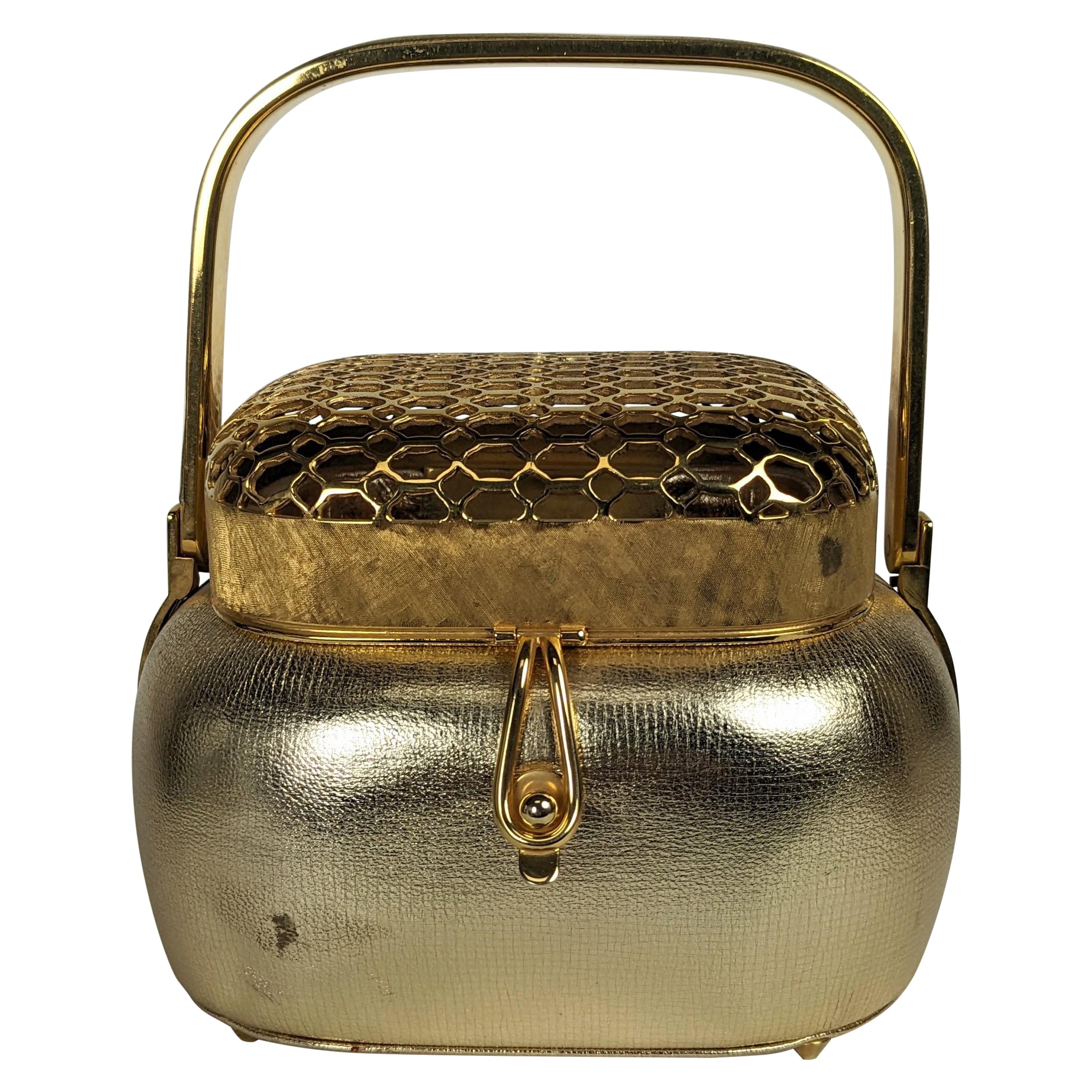 Judith Leiber Gold Kid Asian Inspired Novelty Bag For Sale