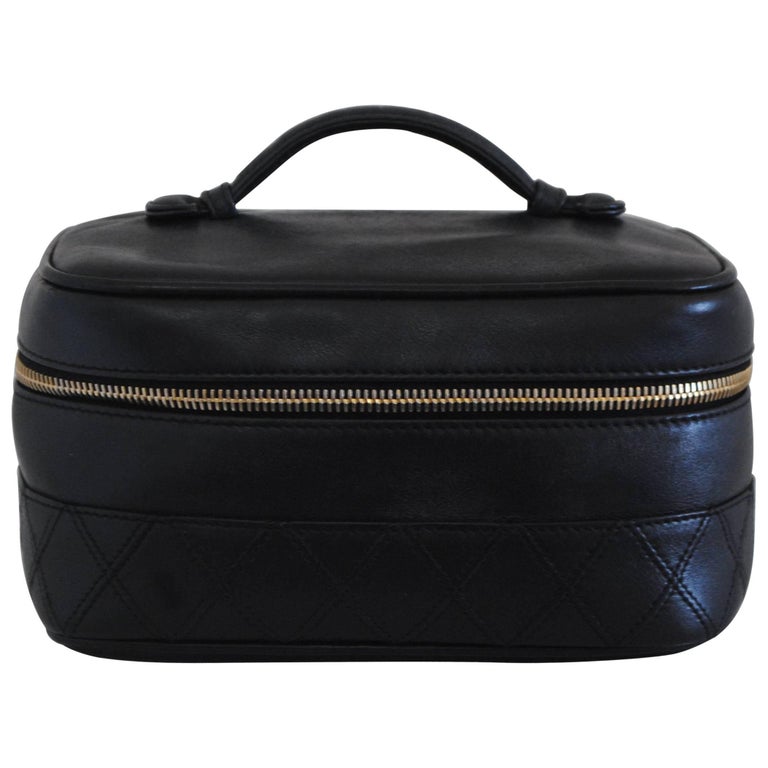 1994-1996 Chanel Black Leather Beauty Case at 1stDibs