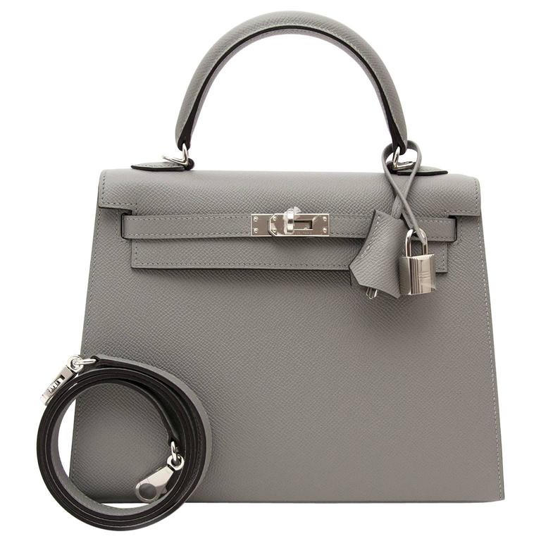 Brand New Hermes Kelly 25 Gris Mouette Epsom