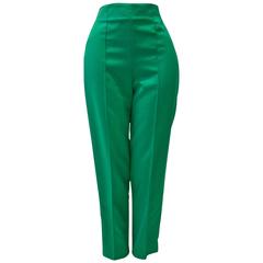 Gianni Versace Green Ribbed Pants